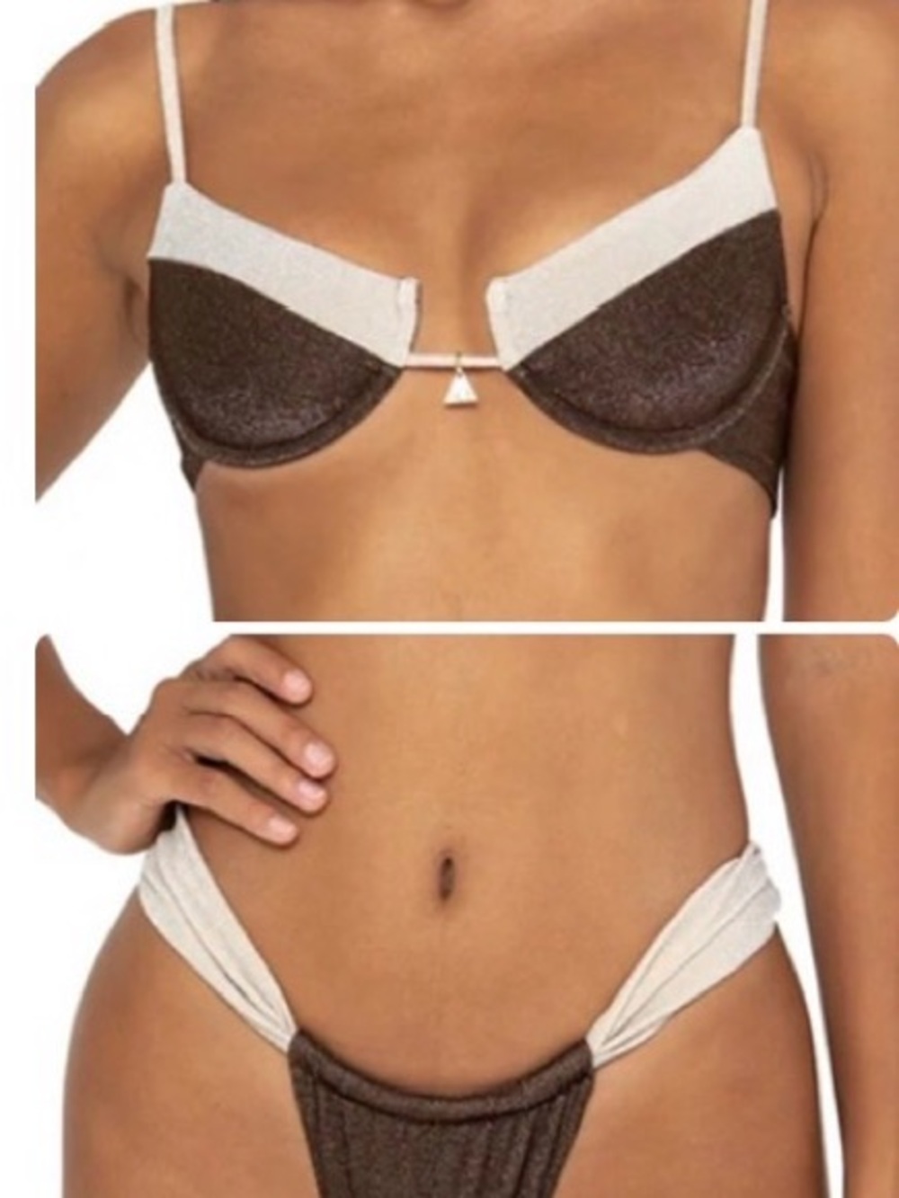 Fae Swim Goldie top and Koa Bottom in Barcelona Sz Medium NWT